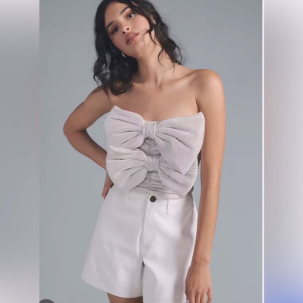 Anthropologie NWT Sunday In Brooklyn Double Bow Strapless Tube Top |Size: M